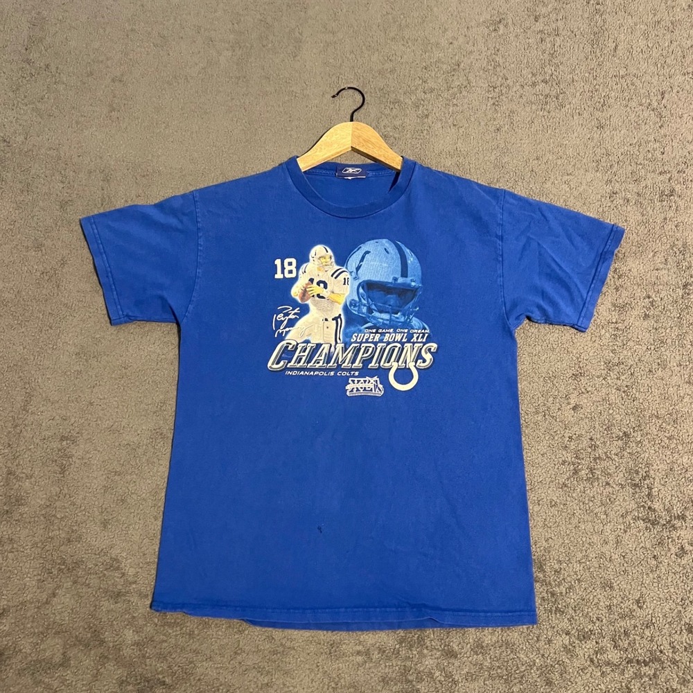 Vtg Reebok Indianapolis Colts Super Bowl Champions Peyton Manning Shirt Small